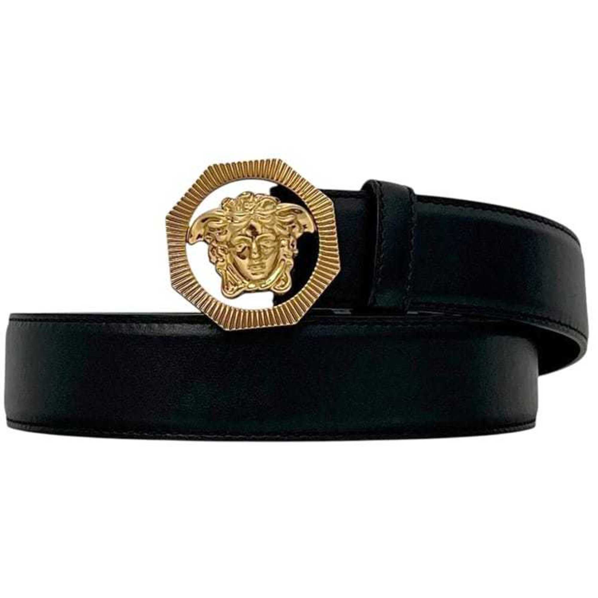Versace Belt, Black, Medusa Design, Waist 93cm, 35mm, Leather, Dcu 6715s Dv9t...